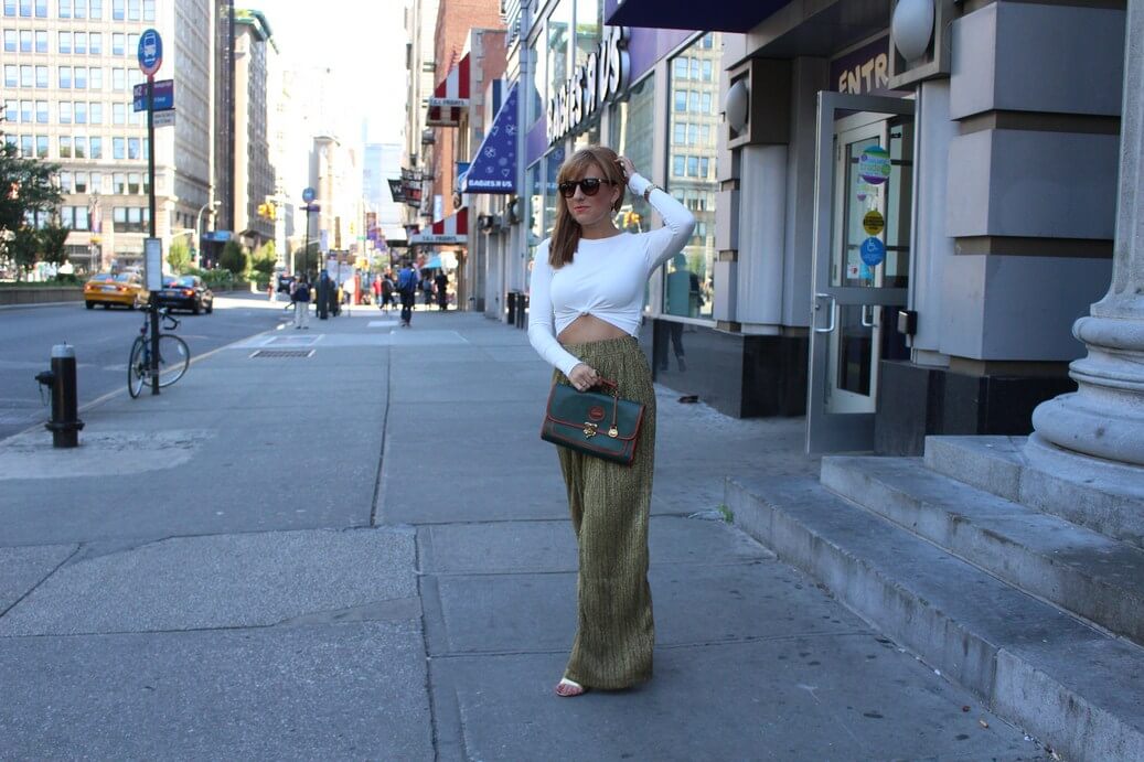 Alex Duffy of Duffy Dossier — 70s Gold Pants, instagram influencer, top social media influencer